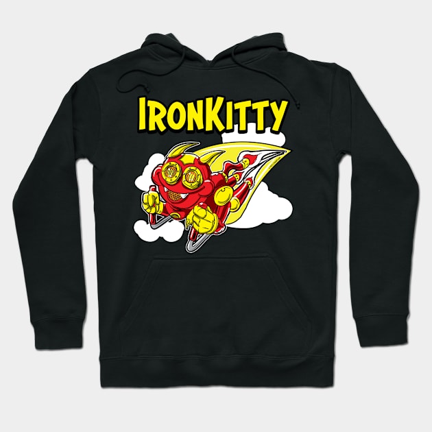 Iron Kitty rocketing through the sky Hoodie by eShirtLabs